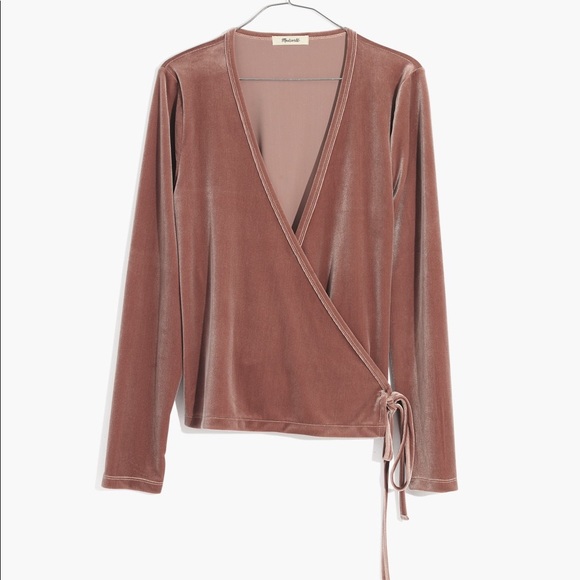 Madewell Tops - *final price* Madewell Velvet wrap top pink Madewell Tops - *final price* Madewell Velvet wrap top pink
